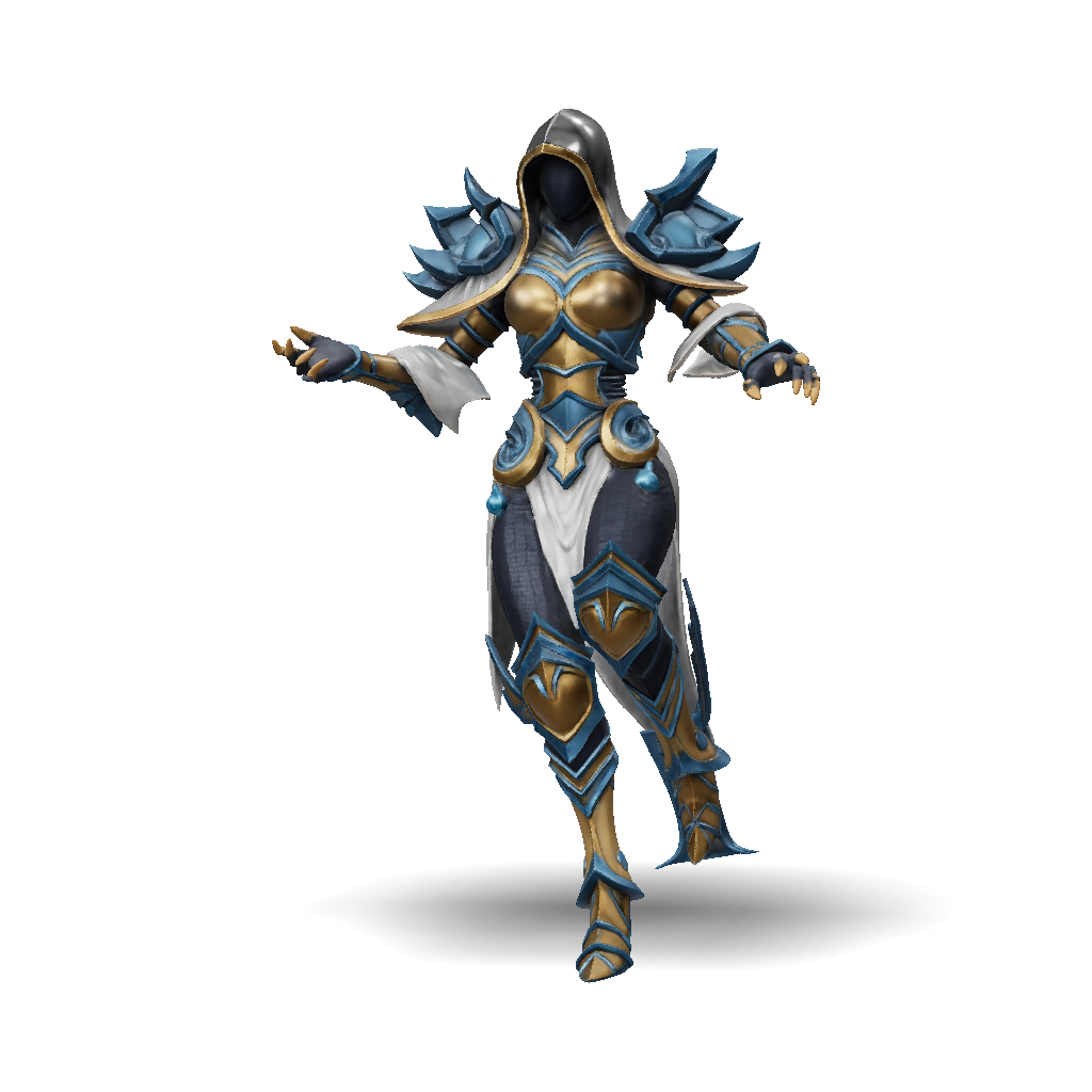3D Model: armored female warrior with flowing energy wings in blue and ...