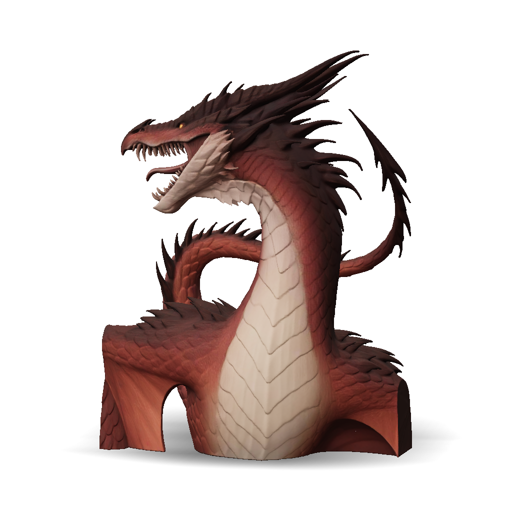 3D Model: red brown dragon with beige underbelly detailed scales sharp ...