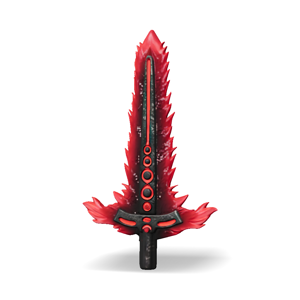 3D Model: dark fantasy sword with jagged edge pink accents black blade ...