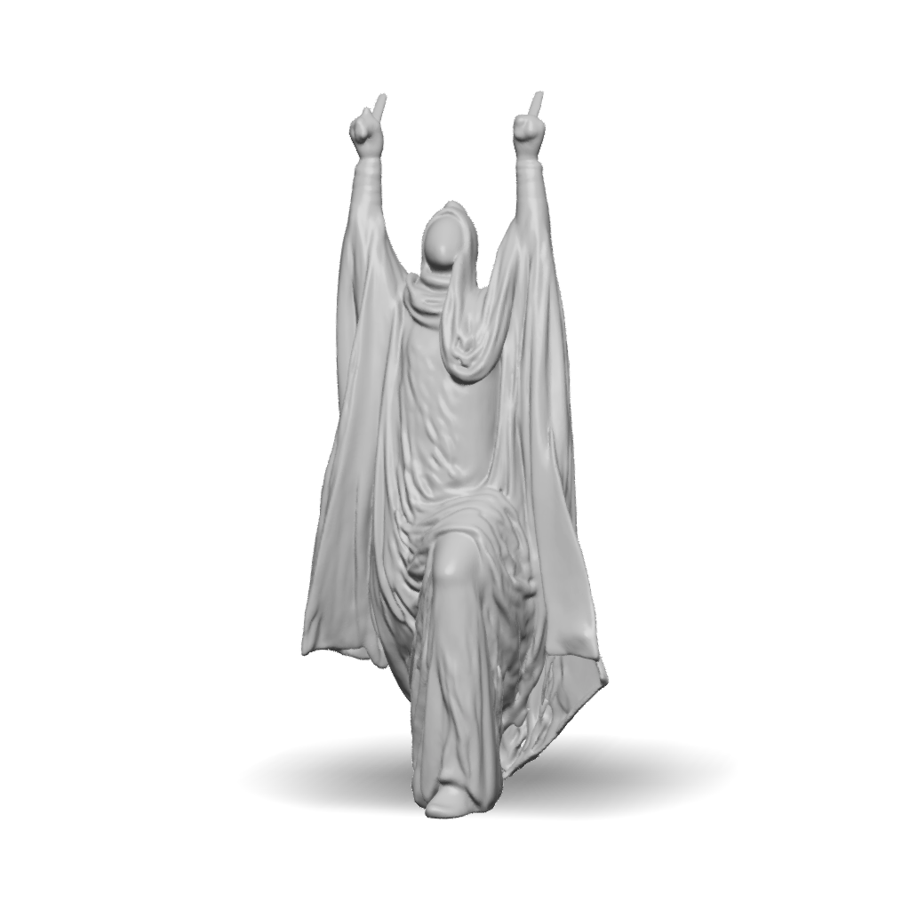 3D Model: draped humanoid statue with raised arms white fabric texture ...