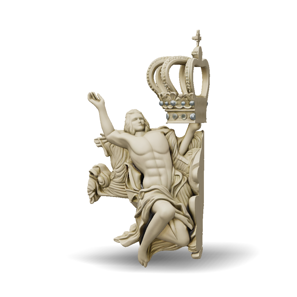 3D Model: Beige cream marble statue of a muscular male figure with ...