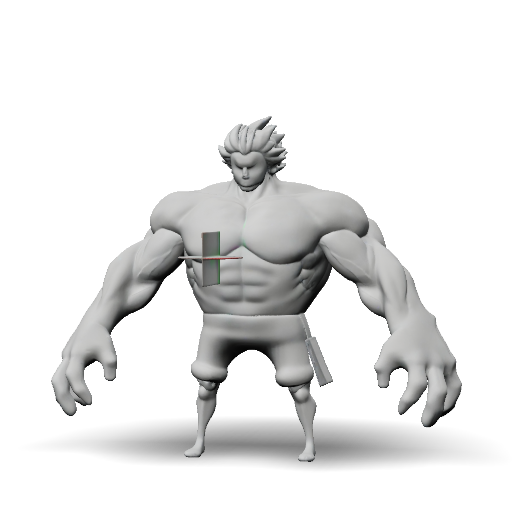 3D Model: muscular humanoid character with exaggerated anatomy gray ...