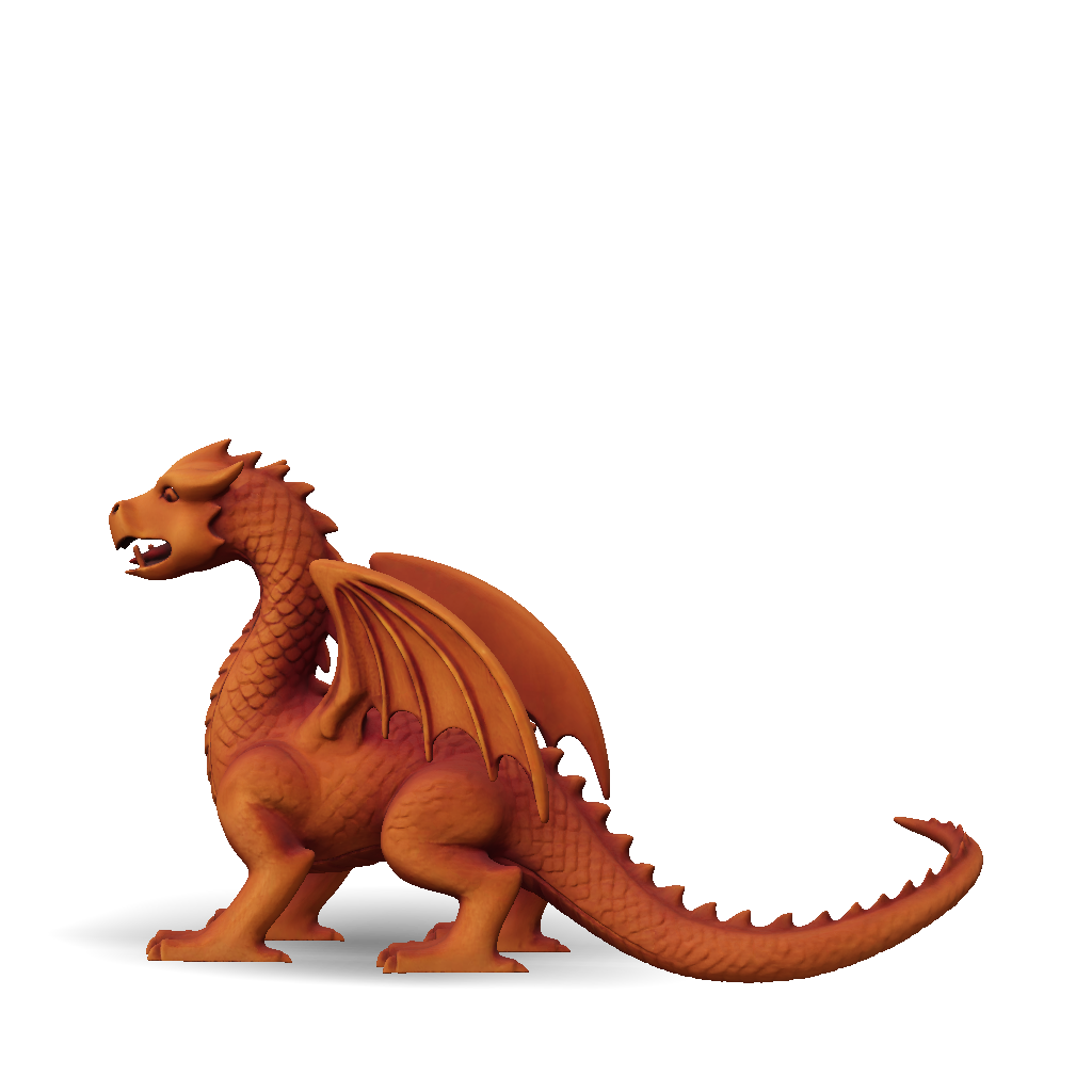 3D Model: dragon head sculpture with carved wood texture and sharp teeth