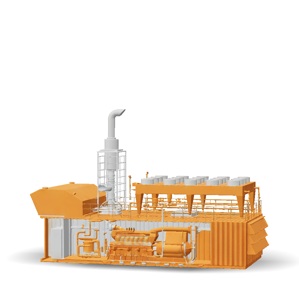 3D Model: orange industrial diesel generator with exhaust stack and ...
