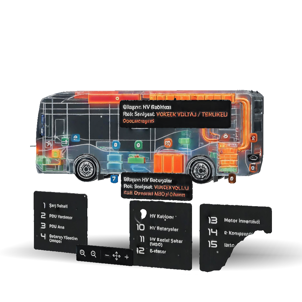 3D Model: Bus With Electrical System Diagram Showing Orange Highlight ...