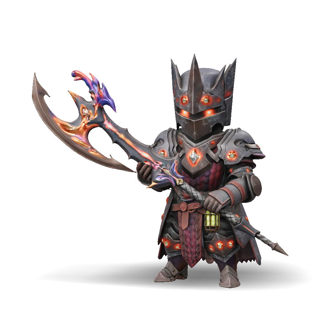 3D Model: armored fantasy knight with glowing orange accents and curved ...