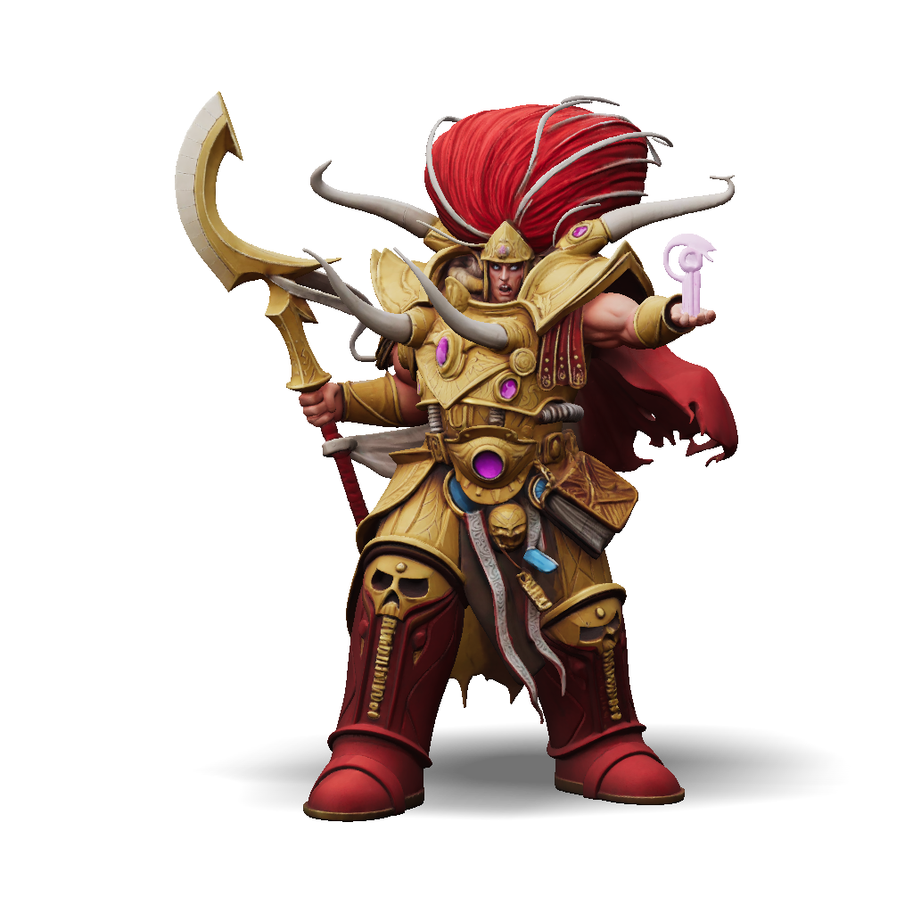 3D Model: armored fantasy warrior with golden plates and horned helm ...