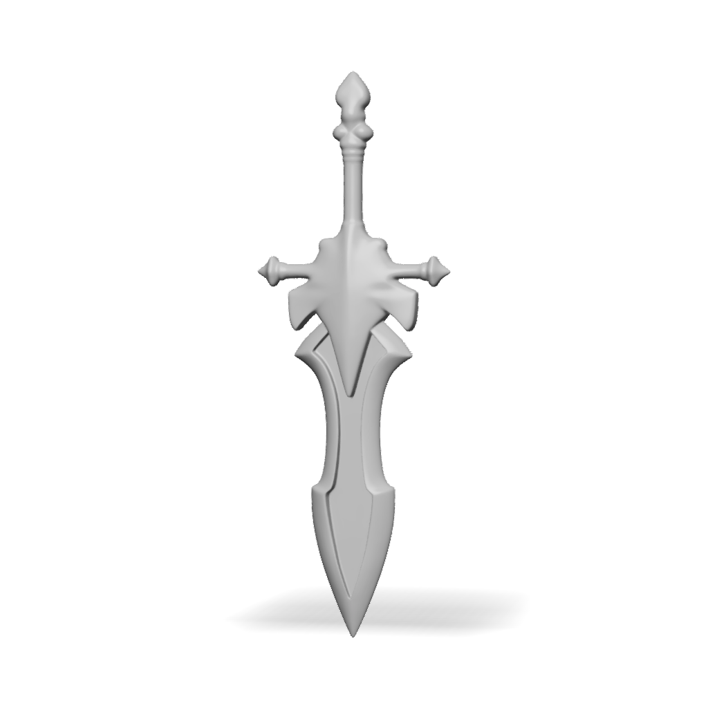 3D Model: white fantasy sword with ornamental crossguard and pointed blade