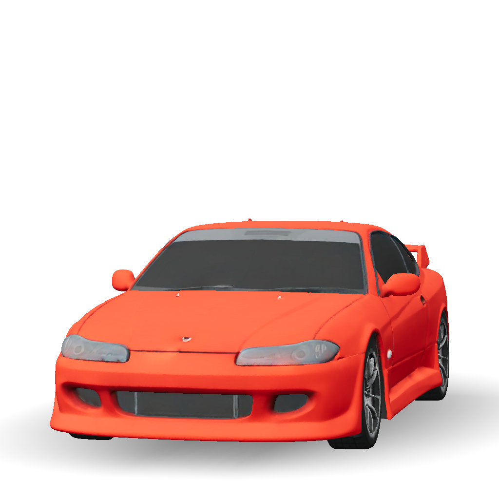 3D Model: red sports car with wide body kit and aftermarket wheels