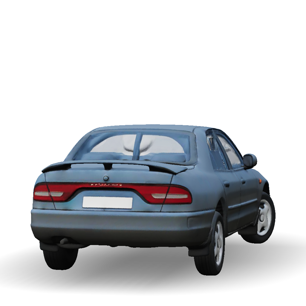 Sedan Model Cars Rear 3D Model: gray sedan car with rear spoiler alloy wheels and tail lights