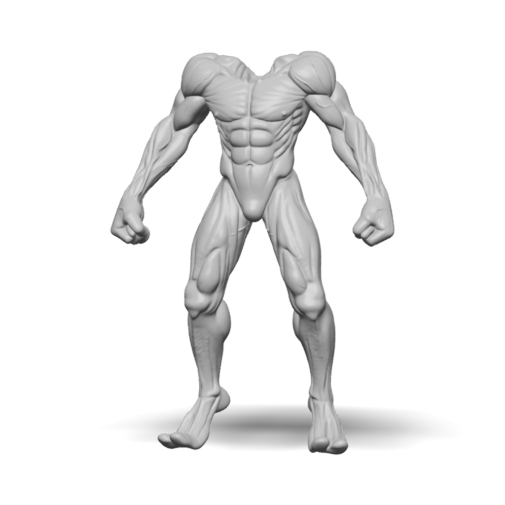 3D Model: muscular humanoid figure with defined torso arms and legs ...