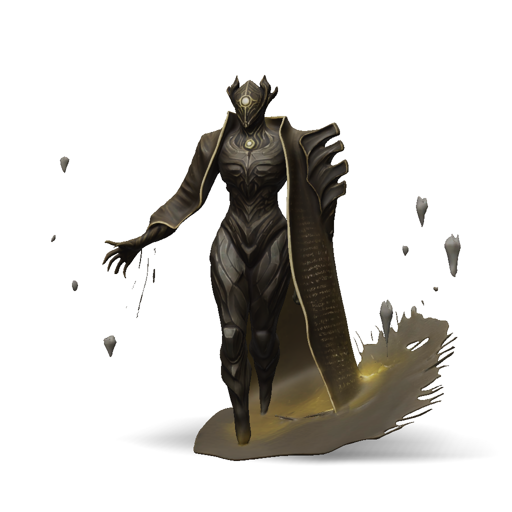 3D Model: armored knight with glowing gold aura and ornate helmet cape ...