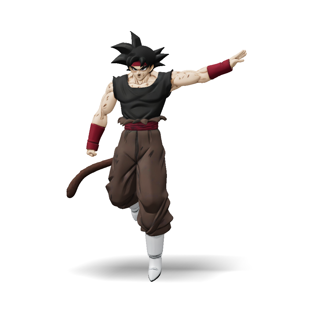 3D Model: Dragon Ball Z Goku character in dynamic pose black hair red ...