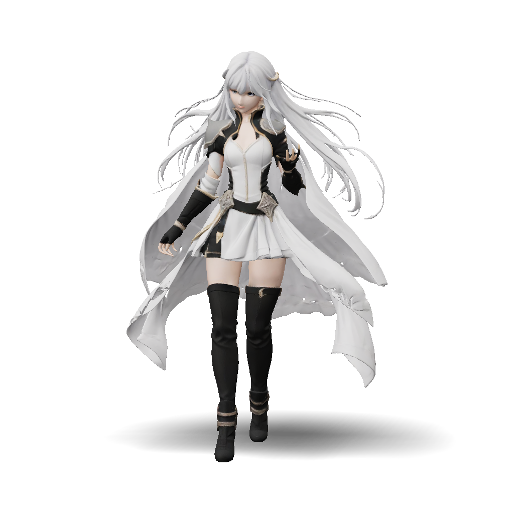 3D Model: Female Fantasy Warrior In White And Black Armor With Long ...