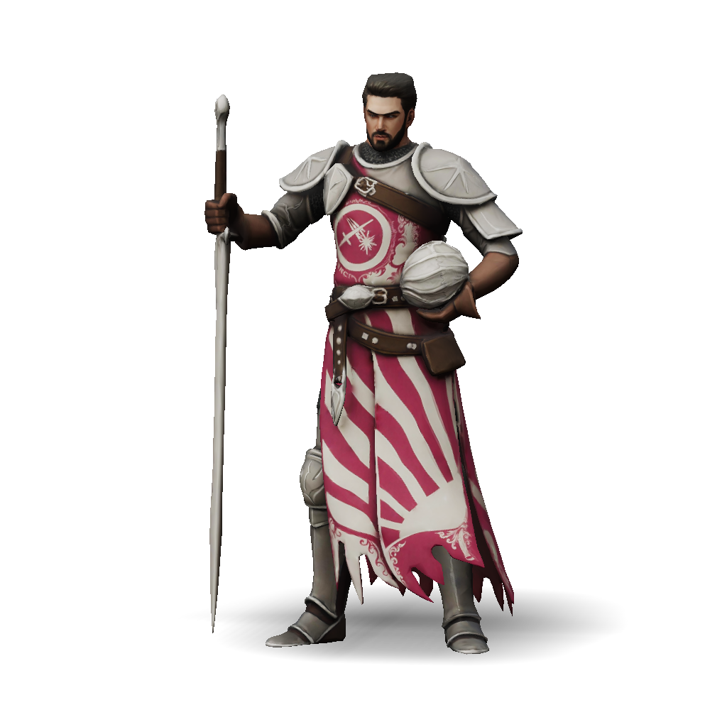 3D Model: Armored knight figure with ornate plate armor red and white ...