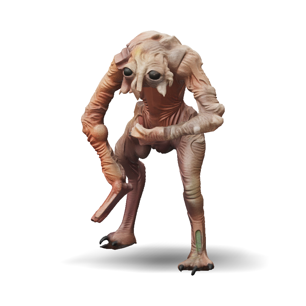 Creature 3D Model: Alien Creature With Elongated Limbs Textured Brown ...