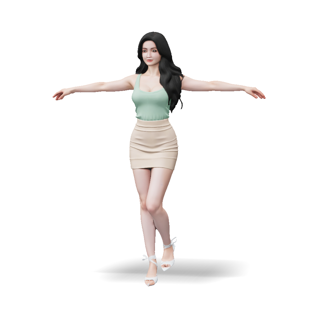 Fashion Model 3D Model, Download Free T Pose Palms Facing Down Front ...