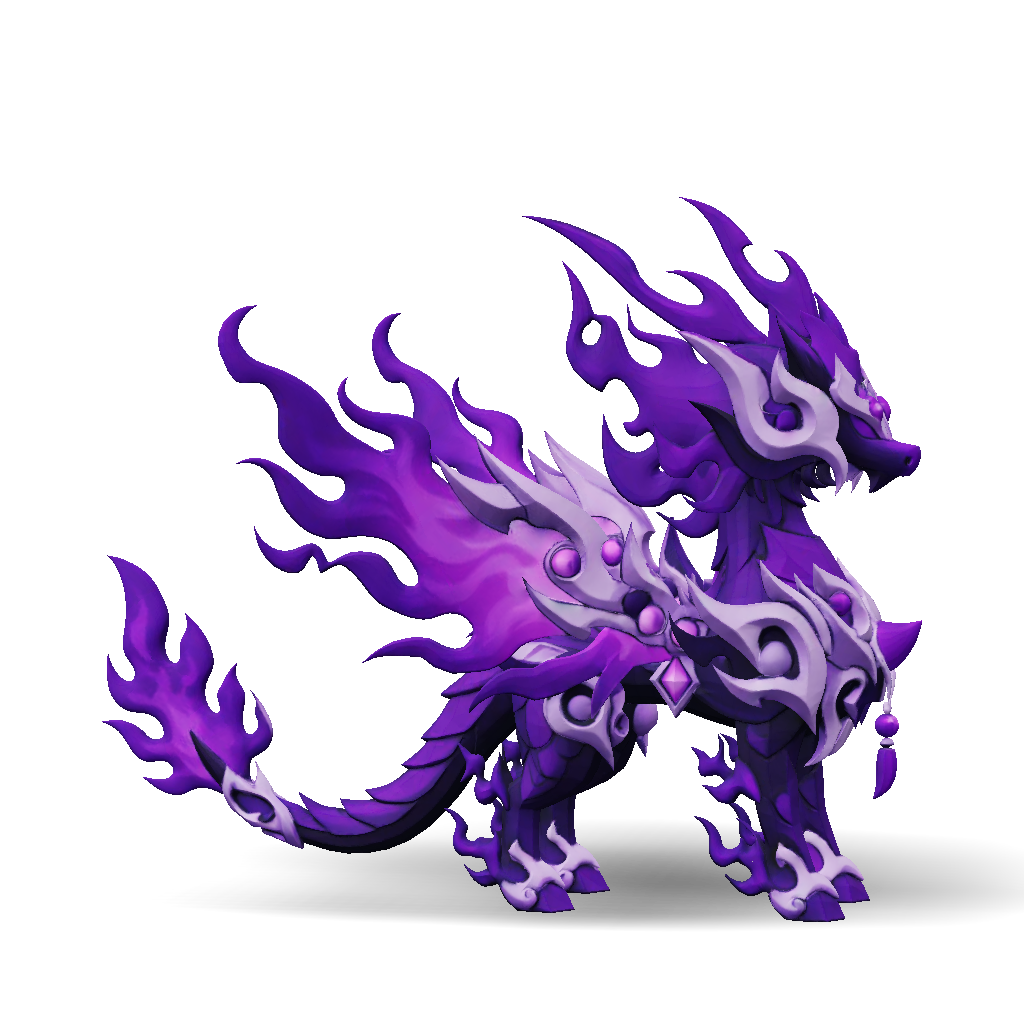 3D Model: dragon creature with purple flame like armor and dark body ...