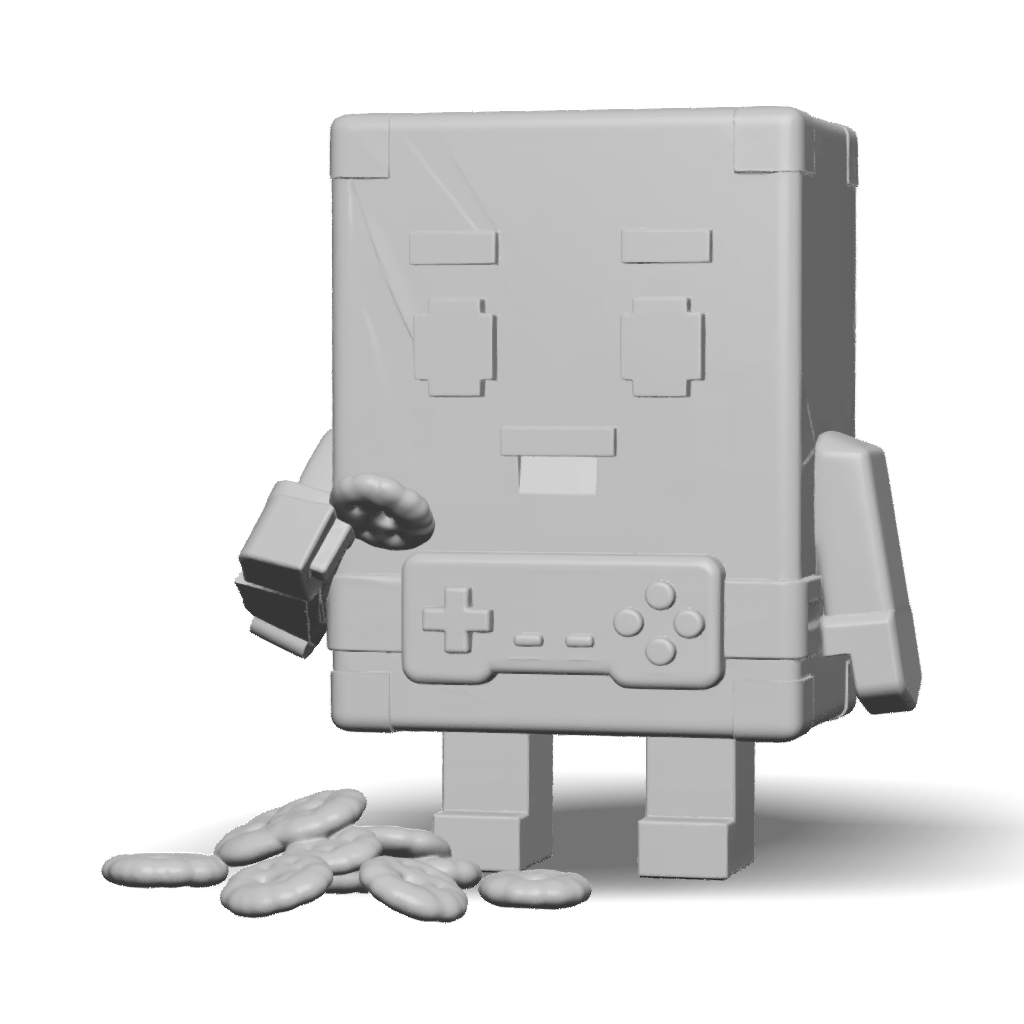 3D Model: a playful low poly rectangular treat box mascot with ...