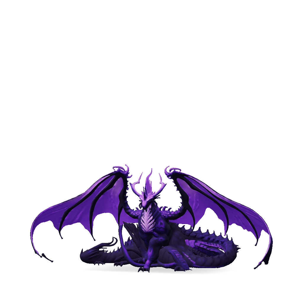 3D Model: purple winged dragon skeleton with dark crystalline body in ...