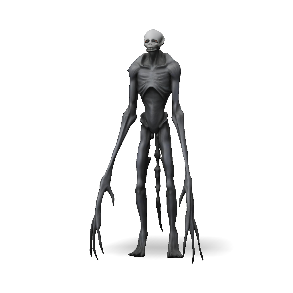 3D Model: slender alien creature with elongated limbs and skeletal ...