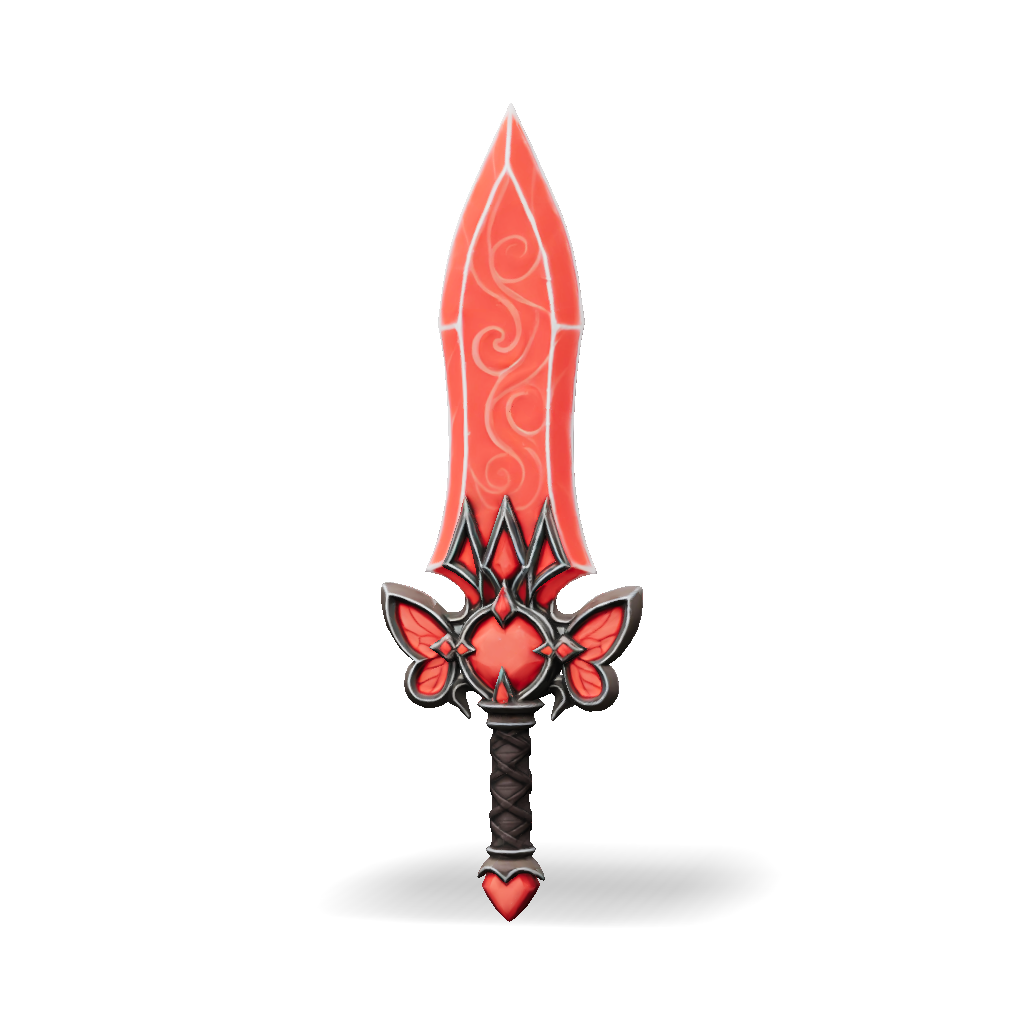 3D Model: red ornate sword with jewel like accents and detailed hilt ...