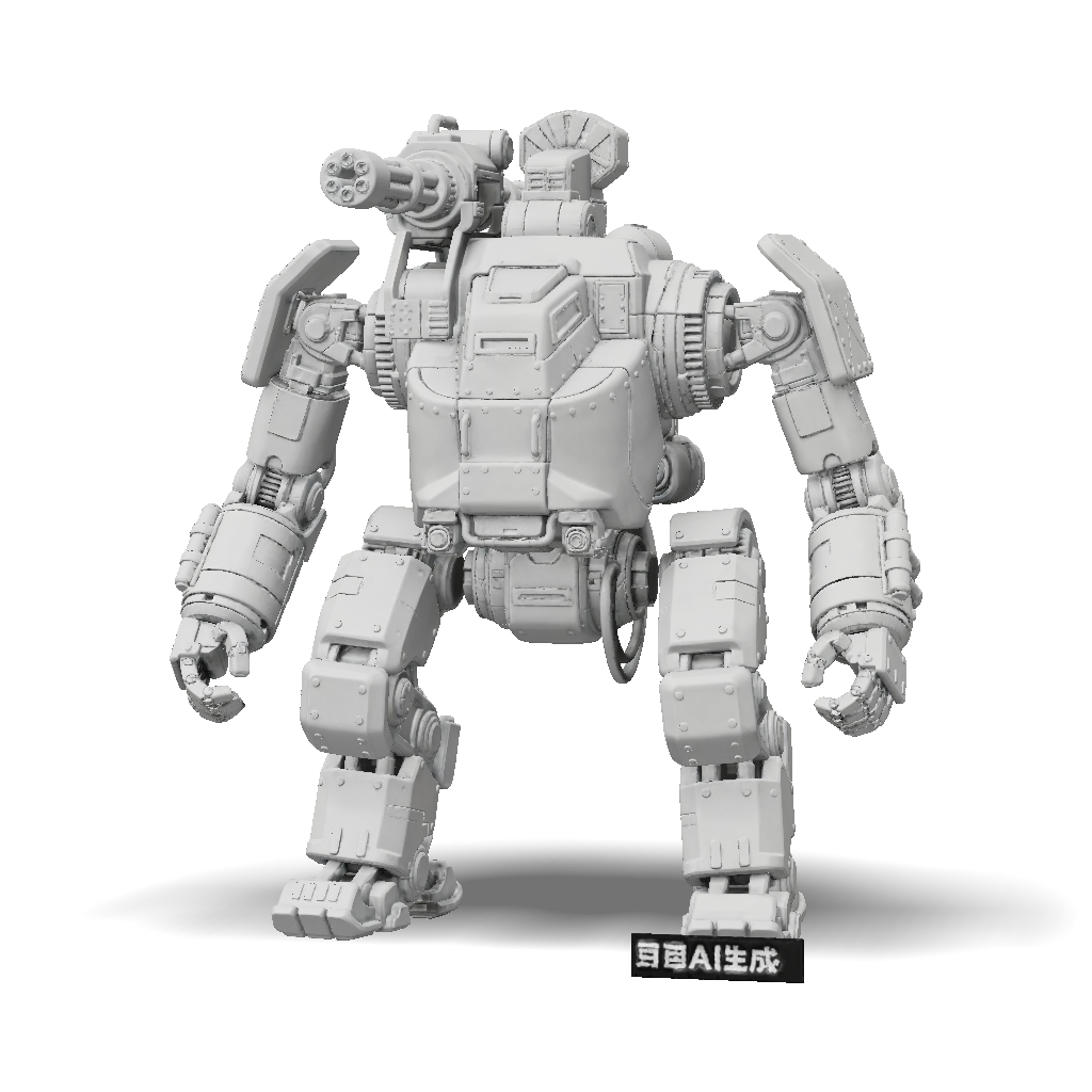 3D Model: large gray mech with heavy armor cannon on shoulder jointed ...