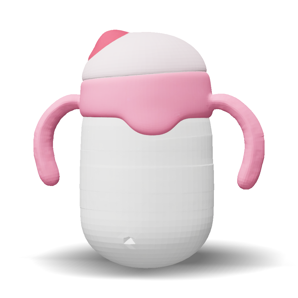 3D Model: pink baby bottle with handles and white body stylized plastic ...