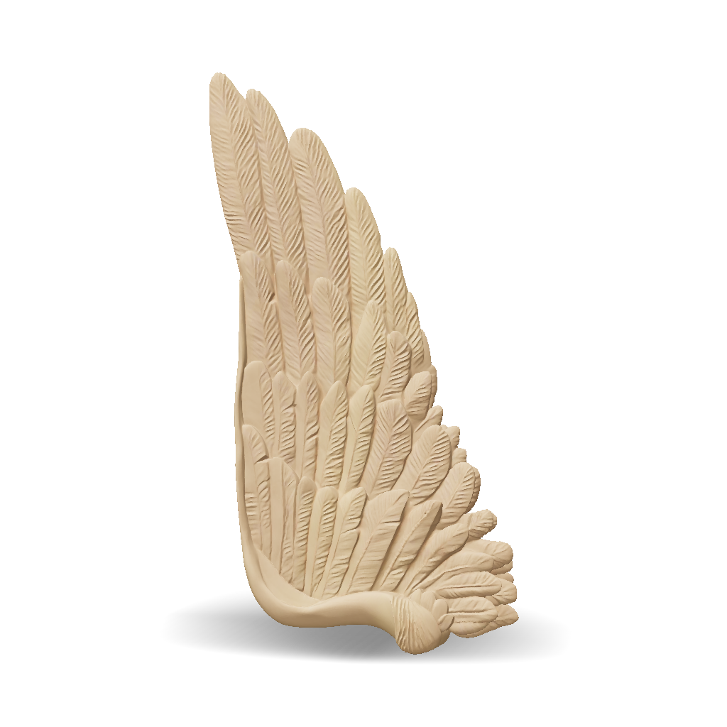 3D Model: feather wing sculpture with layered feather details in beige ...
