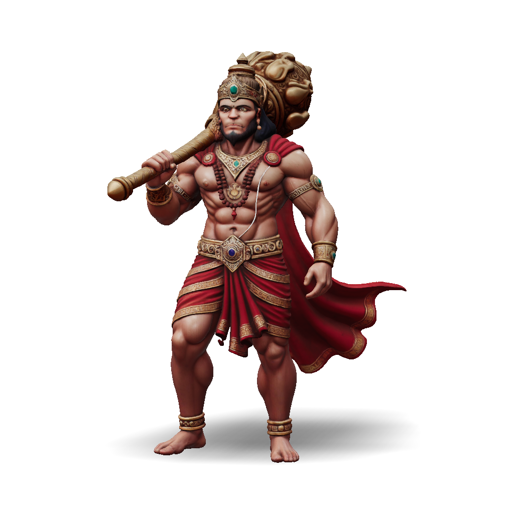 3D Model: Muscular mythic warrior with ornate gold armor and red cape ...
