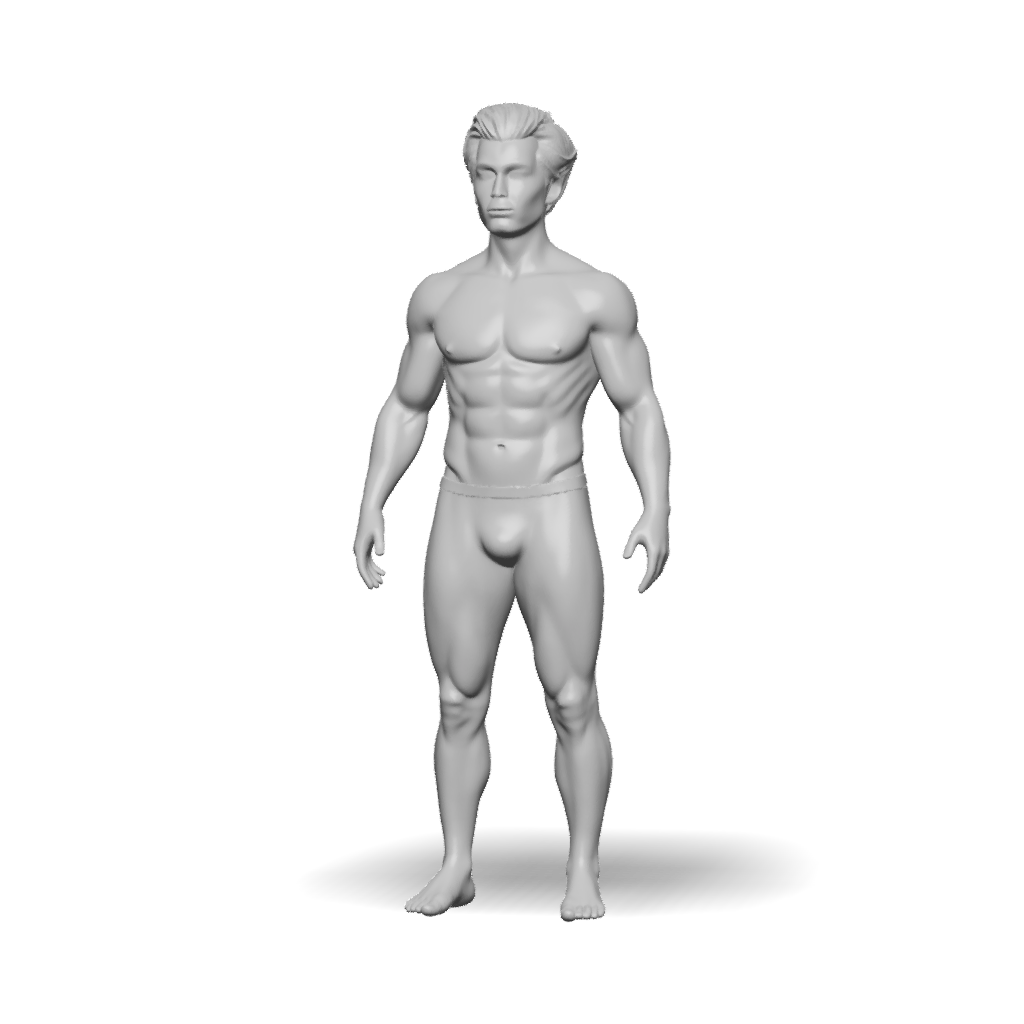 3D Model: gray human head sculpt with detailed hair and obscured face