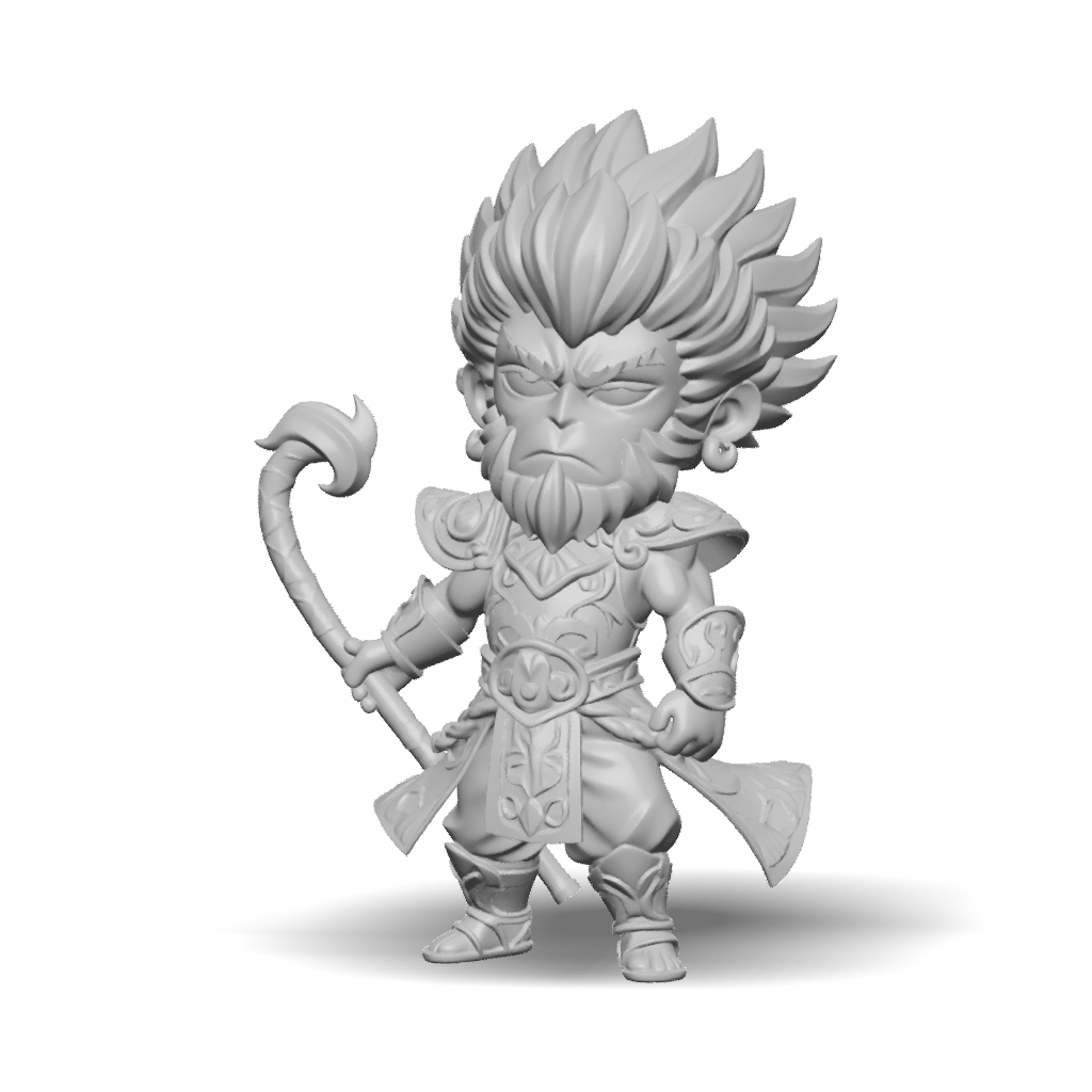 3D Model: stylized fantasy warrior figure with gold armor and red robes ...