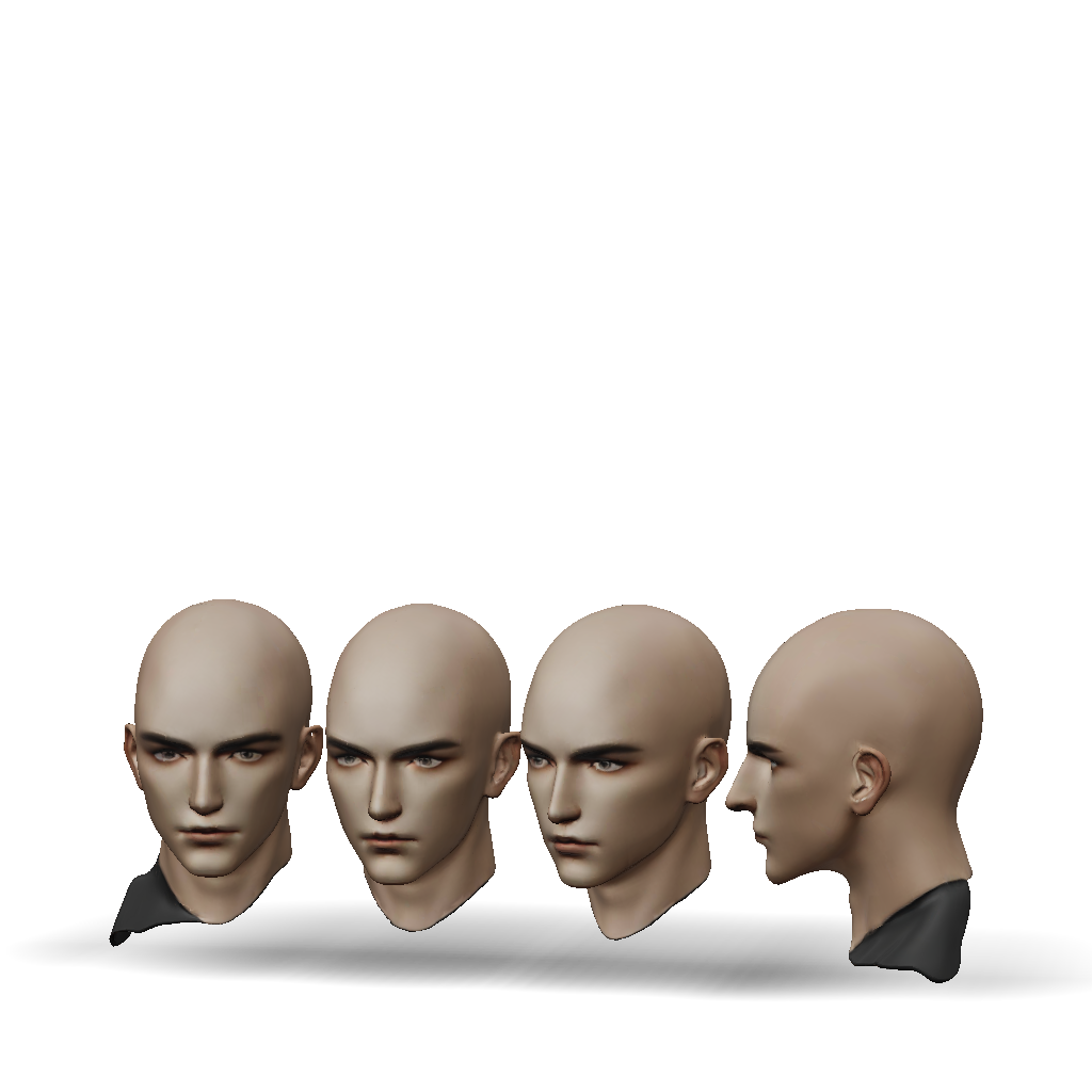 3D Model: bald human head model character head skin textured multiple ...