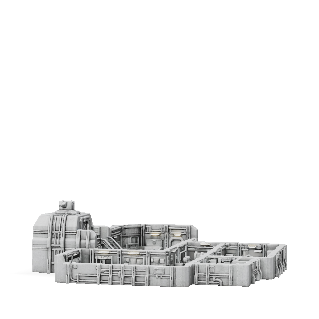 3D Model: Modular Sci Fi Base Interior With Multi Room Layout Concrete ...