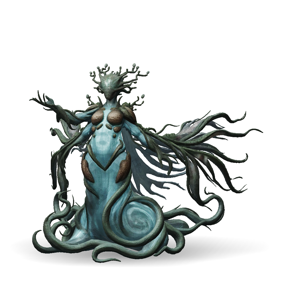 3D Model: Character model of tree sentinell like being with root cape ...