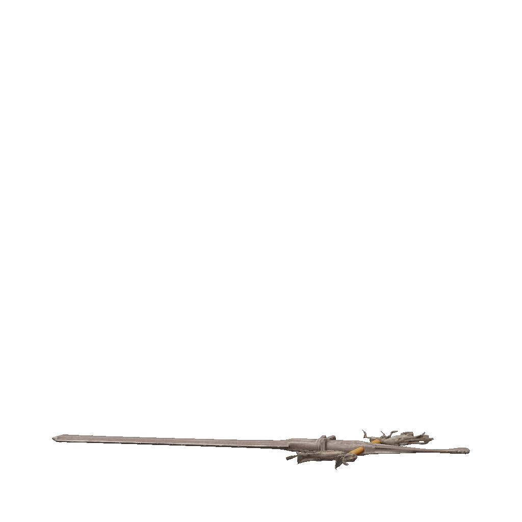 3D Model: rusty long blade weapon with rope bindings gray metal blade ...