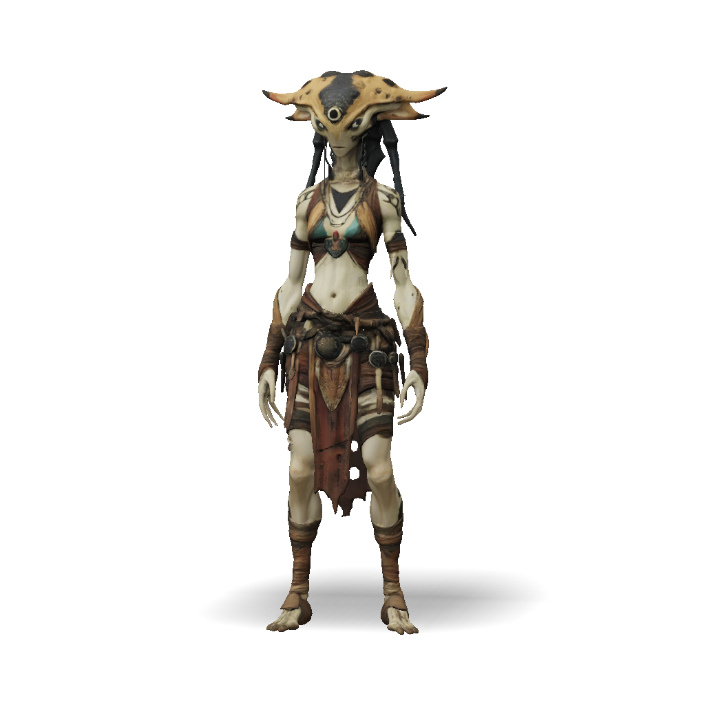 3D Model: alien humanoid creature with bio organic armor and horned ...