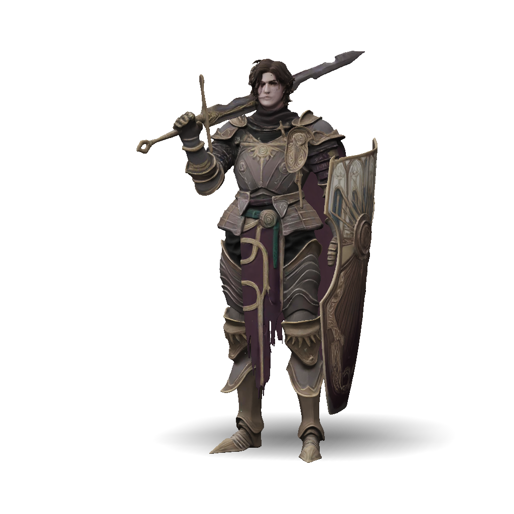 3D Model: armored knight with sword and shield metallic plate armor ...