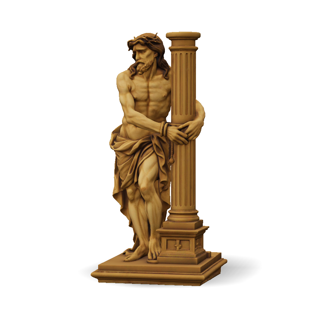 3D Model: marble statue of a muscular male figure leaning against a ...
