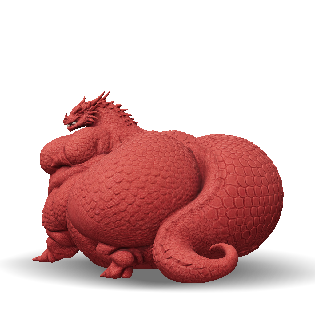 3D Model: red dragon with textured overlapping scales large stocky body ...