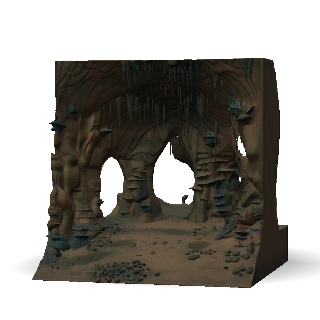 3D Model: Complete enclosed cave room interior rough stone walls on all ...