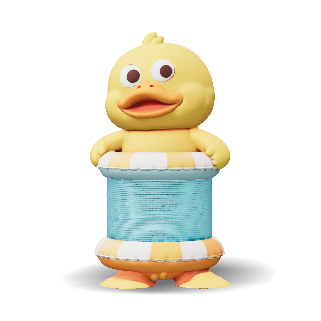 Rubber Duck 3D Model, Download Free Yellow Rubber Duck On Top Of A Blue ...