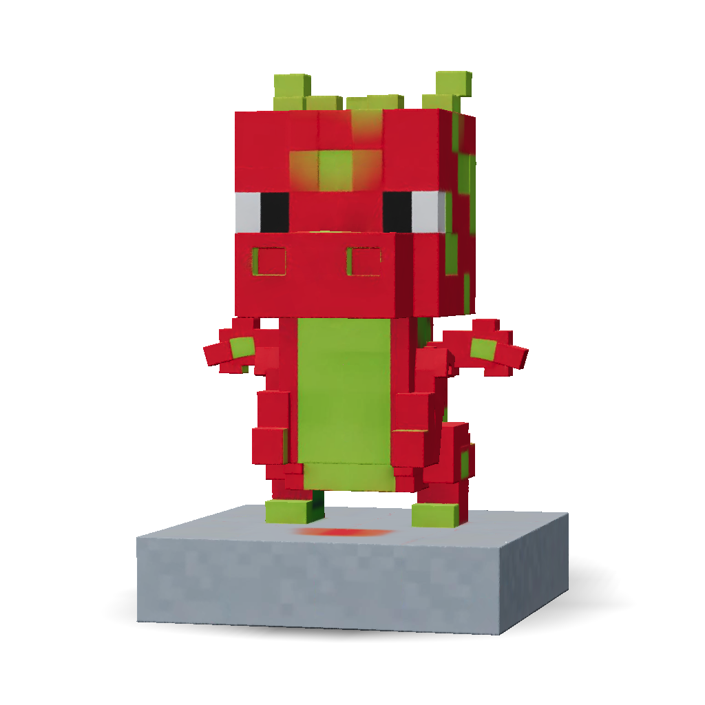 3D Model: Prompt Small baby red and green dragon Minecraft voxel style ...