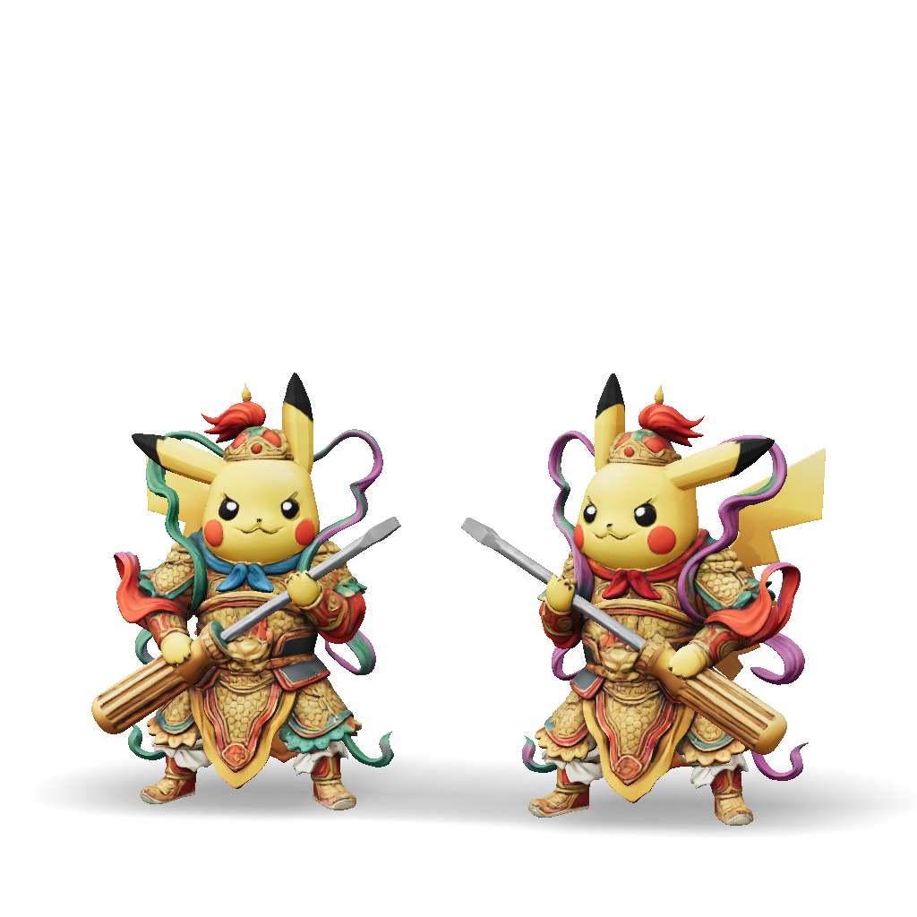 3D Model: Pikachu armored warrior figure with swords ornate armor and ...