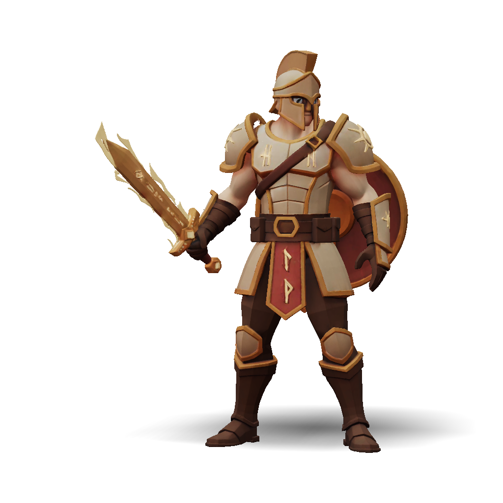 3D Model: Create a stylized low poly 3D warrior character designed for ...