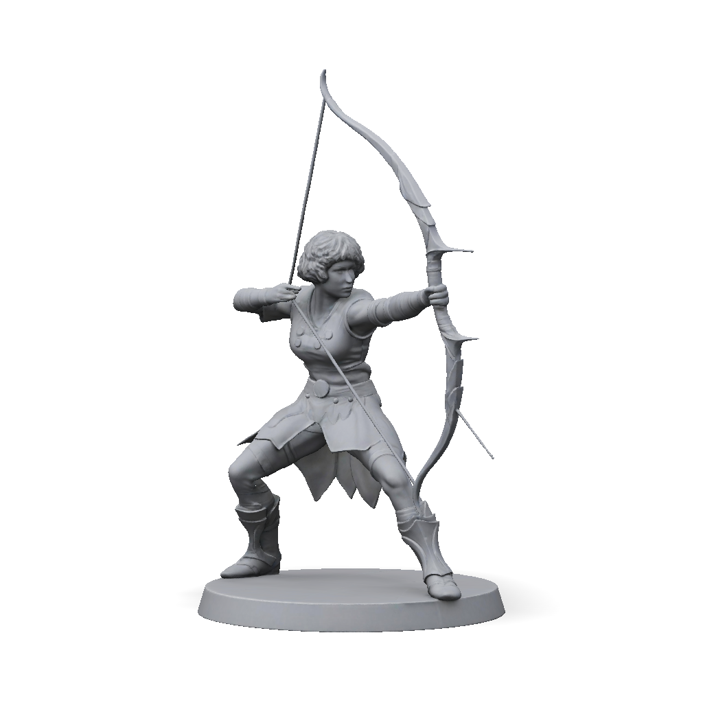 3D Model: fantasy archer character model with bow armor and base on ...