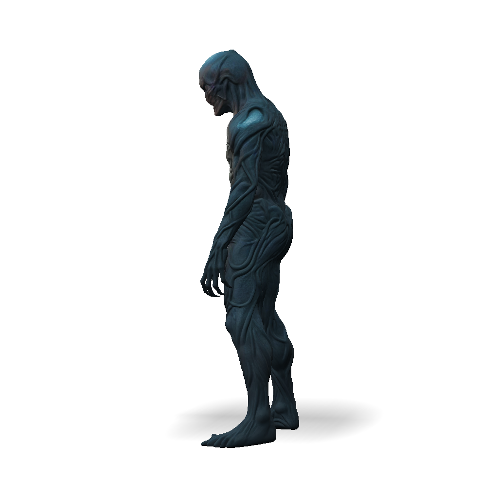 3D Model: alien creature with leathery sinewy skin and elongated form ...