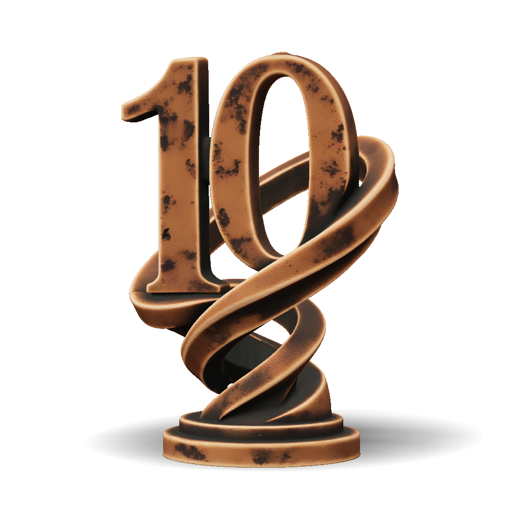 3D Model: copper numeral sculpture with twisting ribbon bronze patina ...