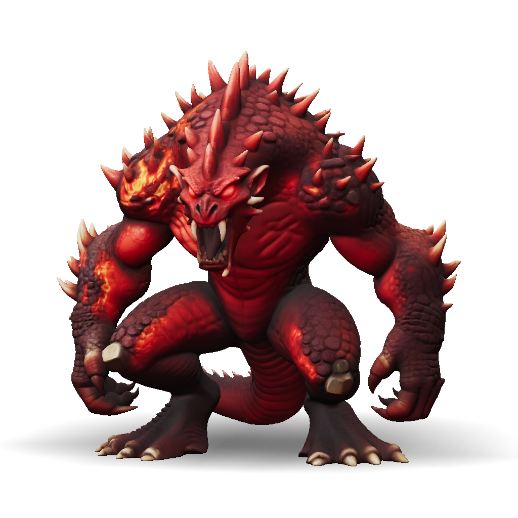 3D Model: fiery red dragon figure with spiked back and claws textured ...