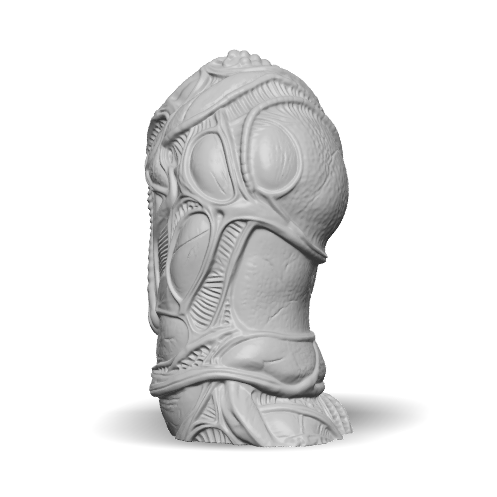 Shell Alien 3D Model: Biomechanical Alien Head With Organic Lattice Shell Dark Grey ...
